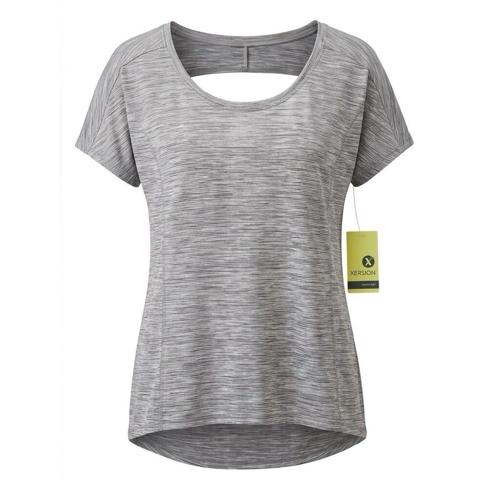 Gray Xersion Quick Dry Top Short Sleeves Open Back Size XL NWT